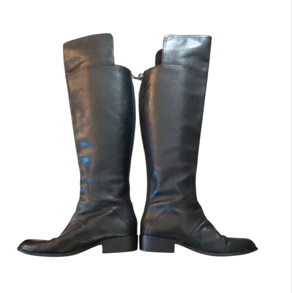 Nine West Black Over The Knee Leather Riding Boots 8 M
